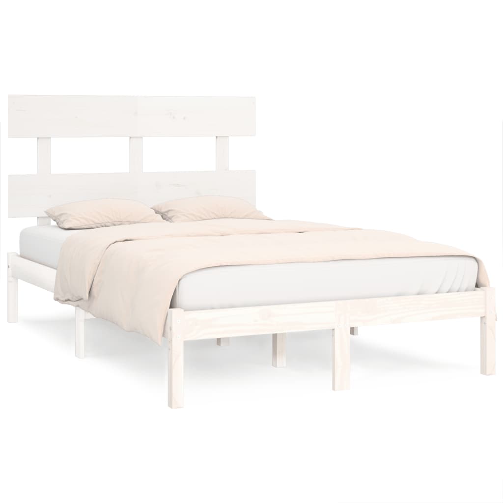 Cadre de lit sans matelas blanc 160x200 cm bois massif