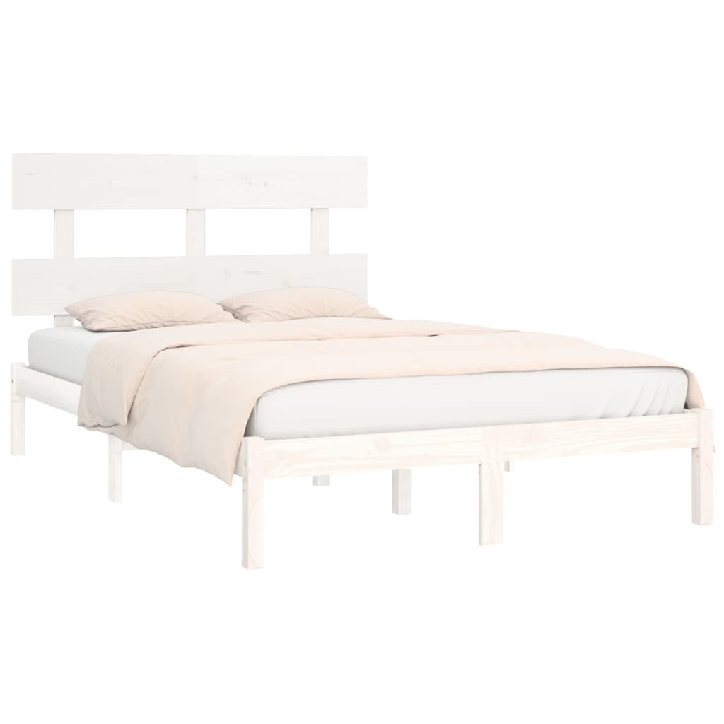 Cadre de lit sans matelas blanc 200x200 cm bois massif