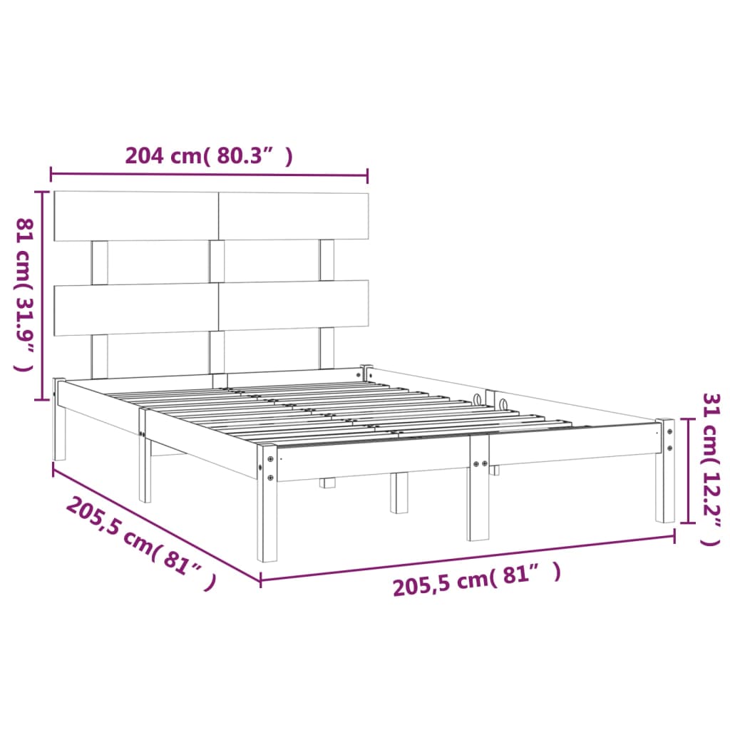 Cadre de lit sans matelas blanc 200x200 cm bois massif