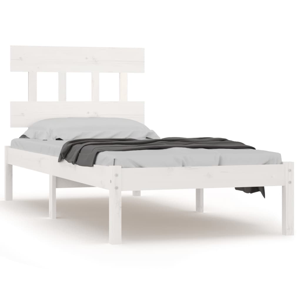 Cadre de lit sans matelas blanc 90x190 cm bois massif