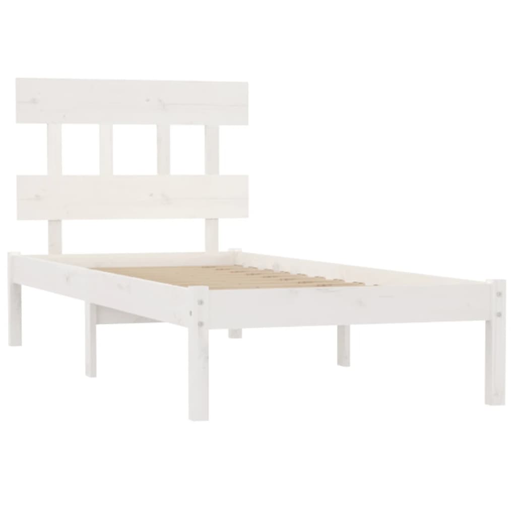 Cadre de lit sans matelas blanc 90x190 cm bois massif