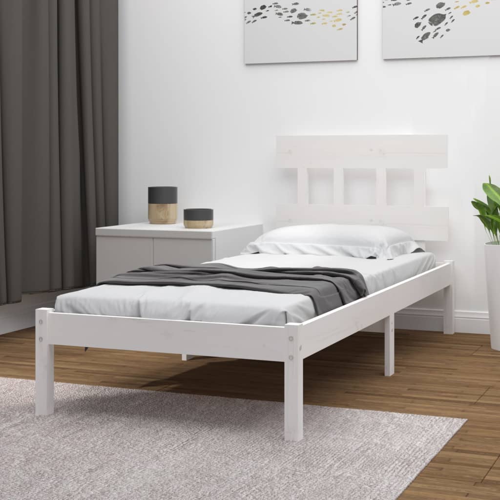 Cadre de lit sans matelas blanc 90x190 cm bois massif