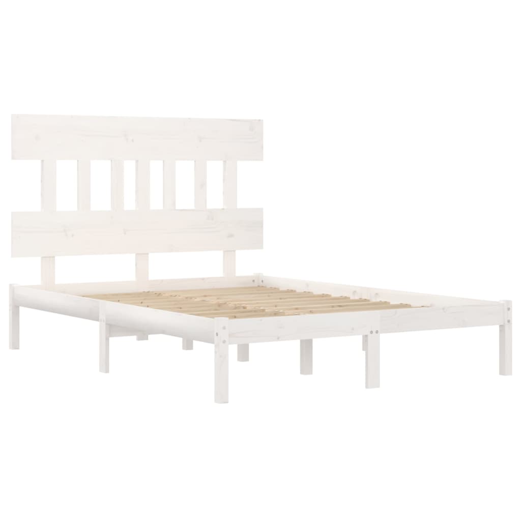 Cadre de lit sans matelas blanc 140x200 cm bois massif