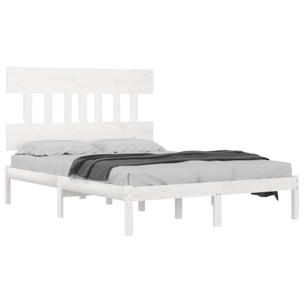 Cadre de lit sans matelas blanc 150x200 cm bois massif