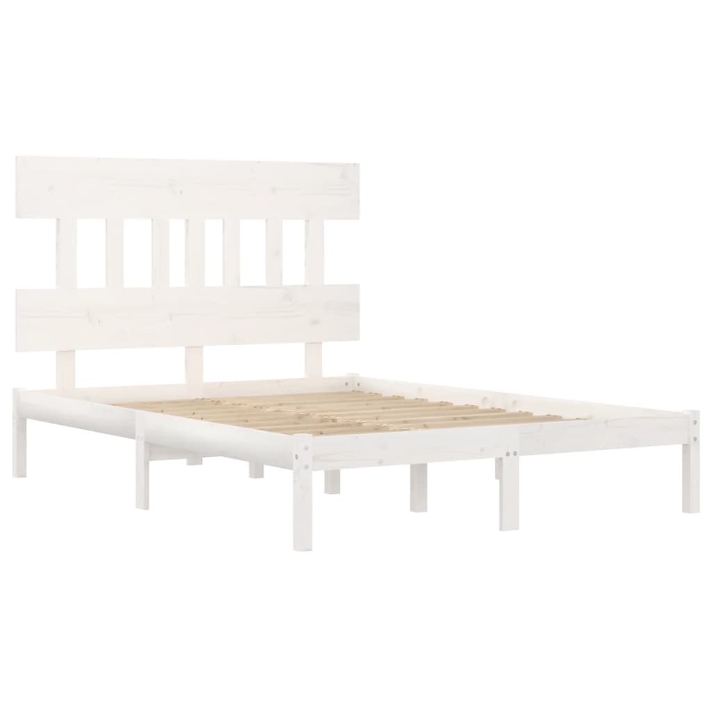 Cadre de lit sans matelas blanc 150x200 cm bois massif