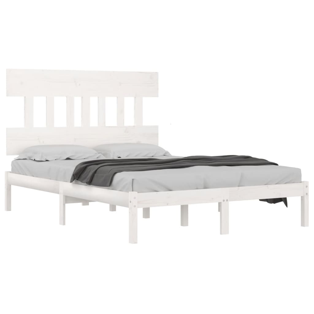 Cadre de lit sans matelas blanc 160x200 cm bois massif