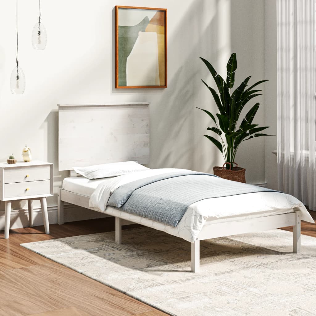 Cadre de lit sans matelas blanc 90x190 cm bois massif