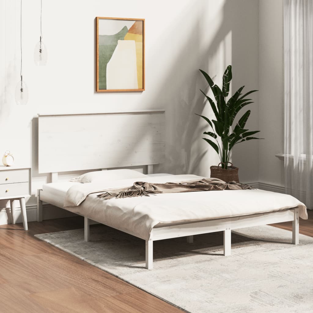 Cadre de lit sans matelas blanc 140x200 cm bois de pin massif