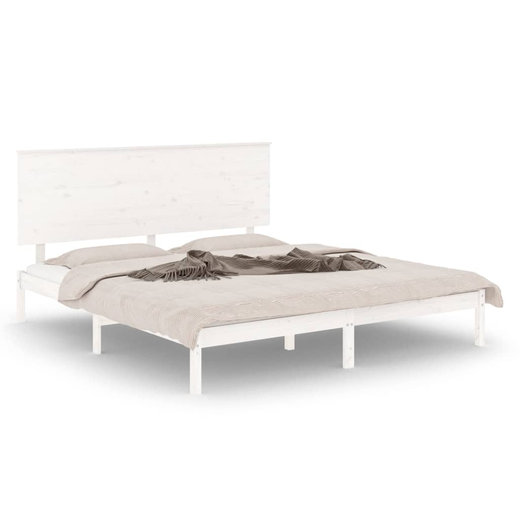 Cadre de lit sans matelas blanc 150x200 cm bois massif