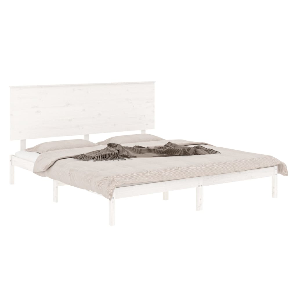 Cadre de lit sans matelas blanc 150x200 cm bois massif