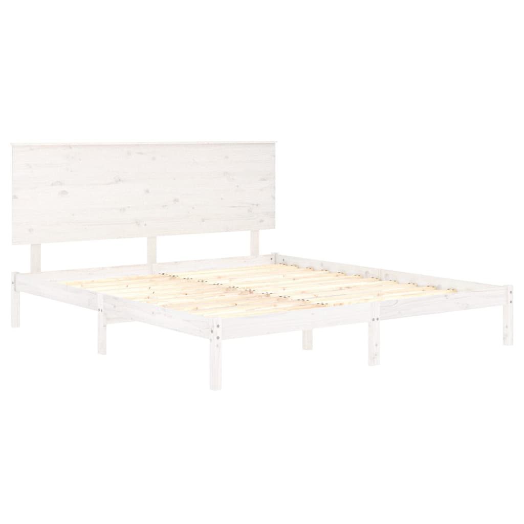 Cadre de lit sans matelas blanc 150x200 cm bois massif