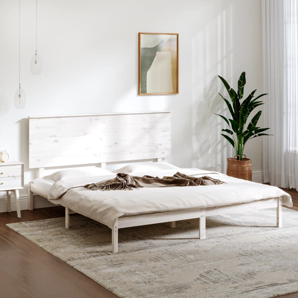 Cadre de lit sans matelas blanc 150x200 cm bois massif