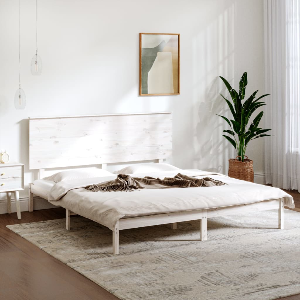 Cadre de lit sans matelas blanc 180x200 cm bois massif