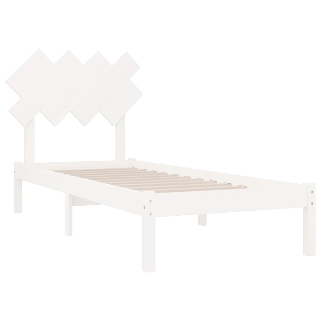 Cadre de lit sans matelas blanc 90x190 cm bois massif