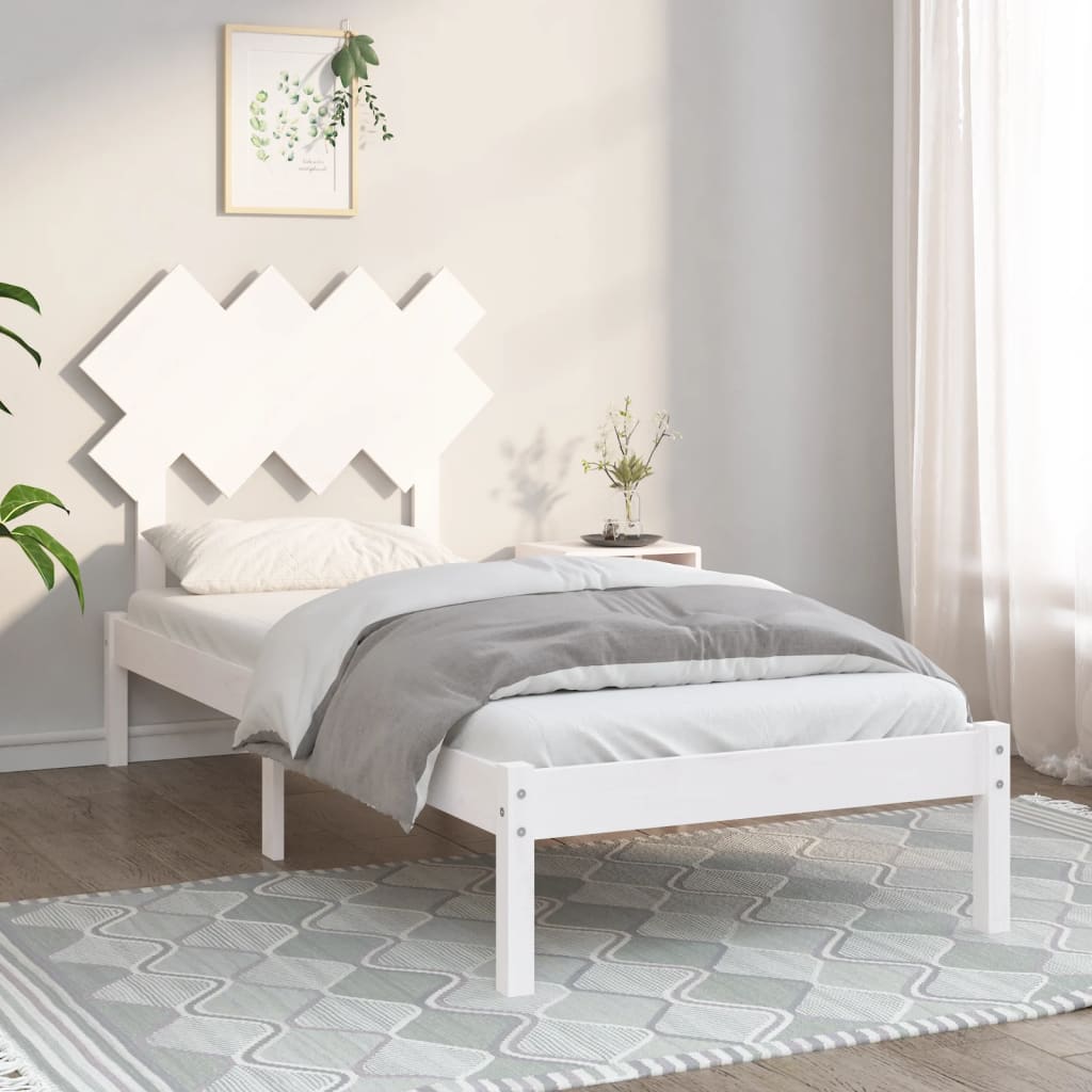 Cadre de lit sans matelas blanc 90x190 cm bois massif