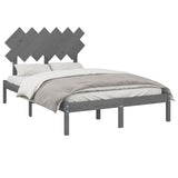 Cadre de lit sans matelas gris 135x190 cm bois massif