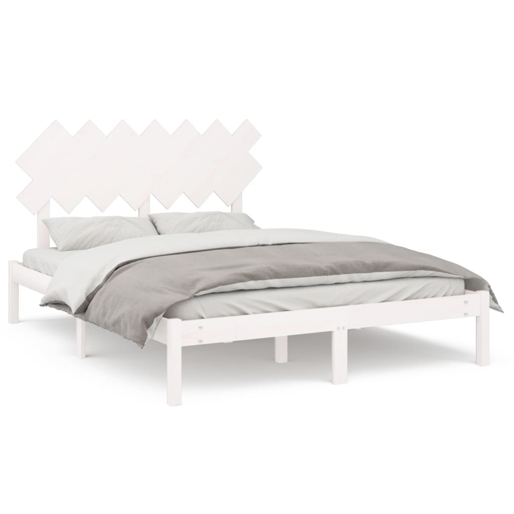 Cadre de lit sans matelas blanc 140x200 cm bois massif