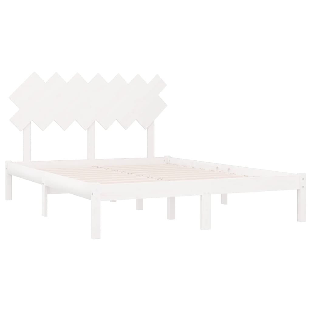 Cadre de lit sans matelas blanc 140x200 cm bois massif