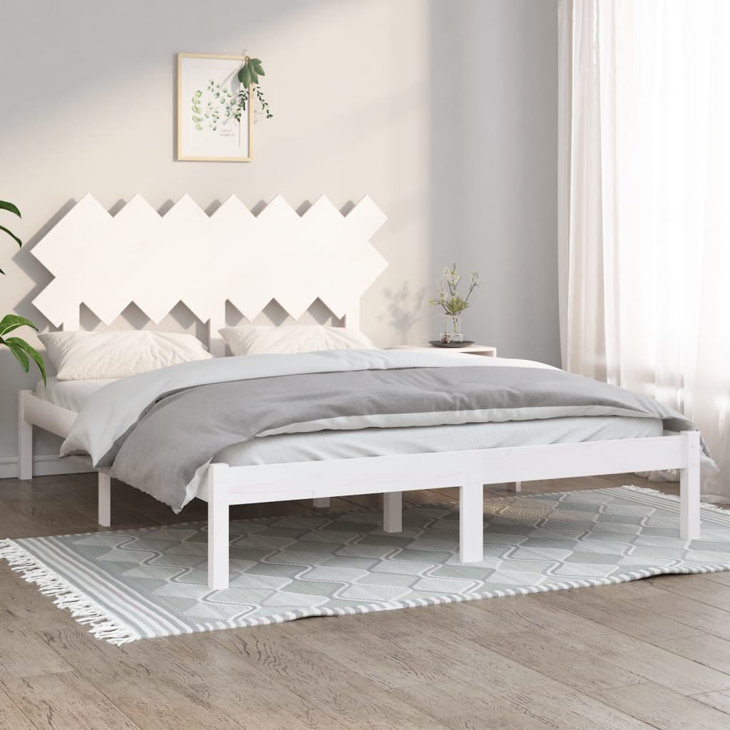 Cadre de lit sans matelas blanc 140x200 cm bois massif