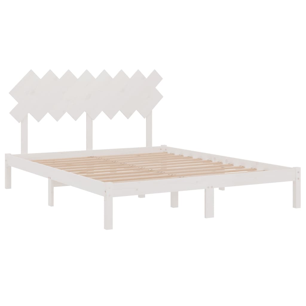 Cadre de lit sans matelas blanc 160x200 cm bois massif