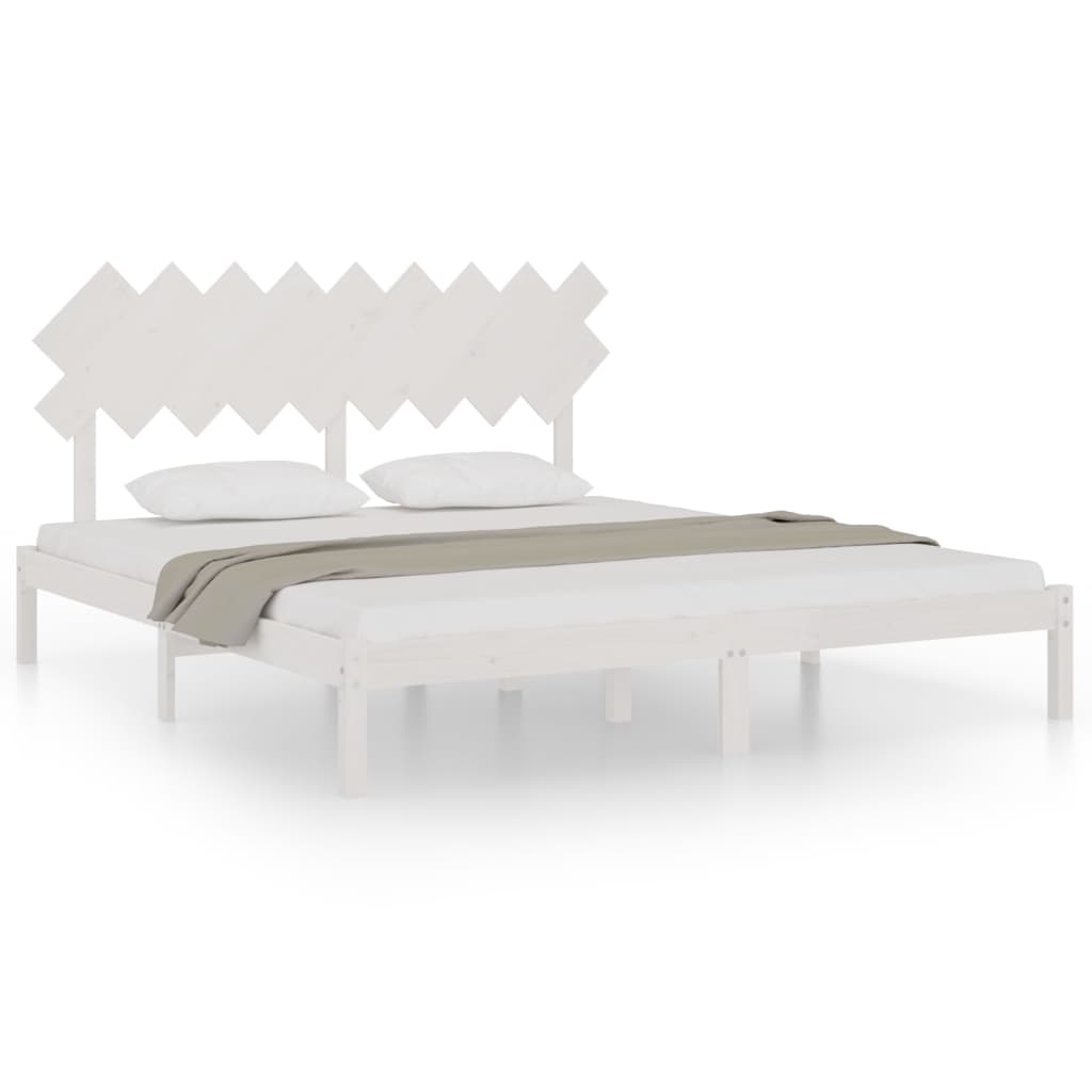 Cadre de lit sans matelas blanc 180x200 cm bois massif