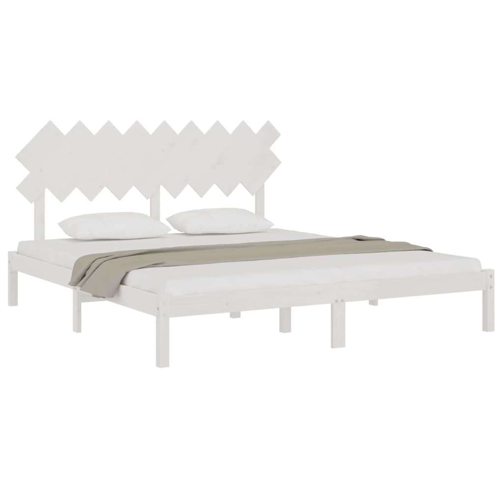 Cadre de lit sans matelas blanc 180x200 cm bois massif