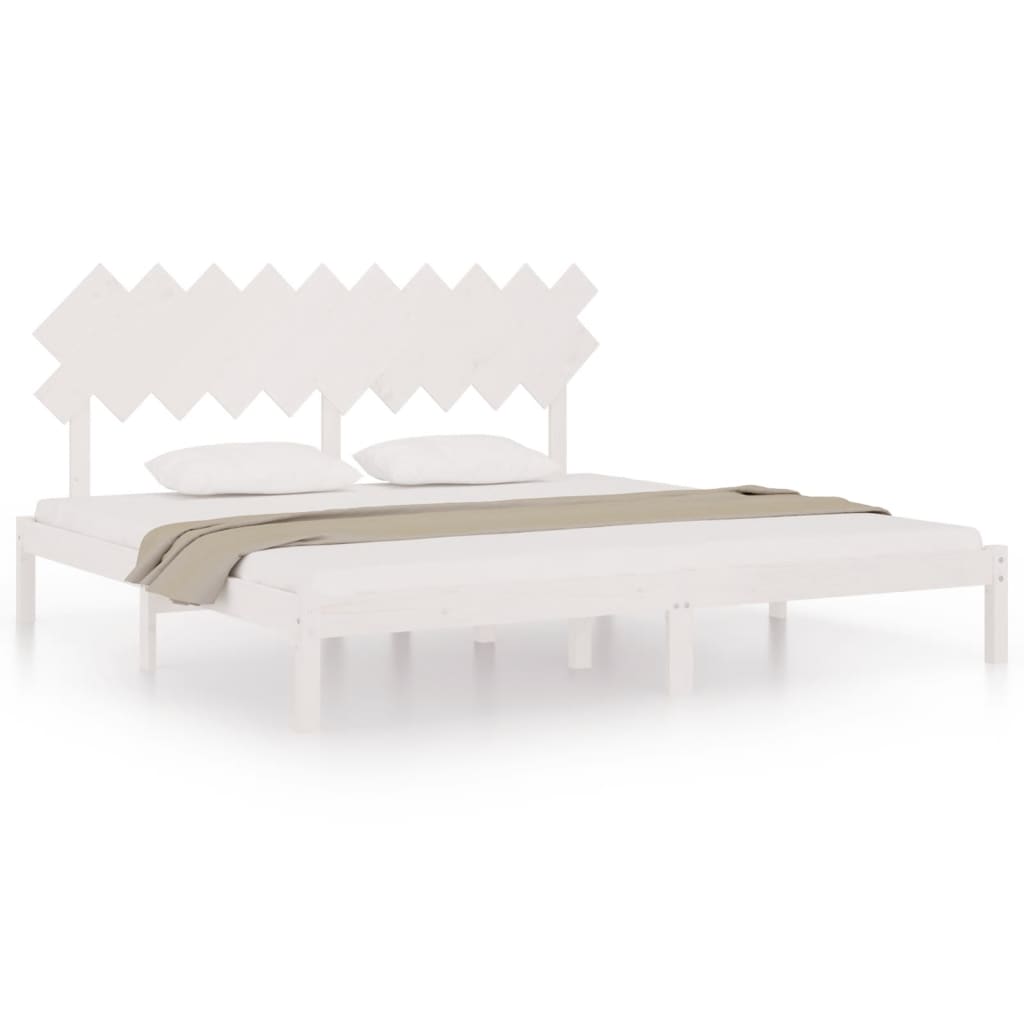 Cadre de lit sans matelas blanc 200x200 cm bois massif