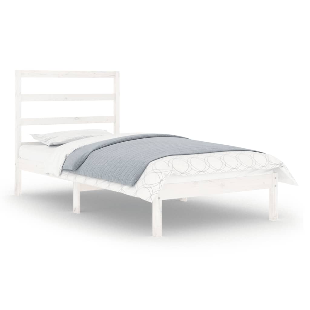 Cadre de lit sans matelas blanc 75x190 cm bois massif