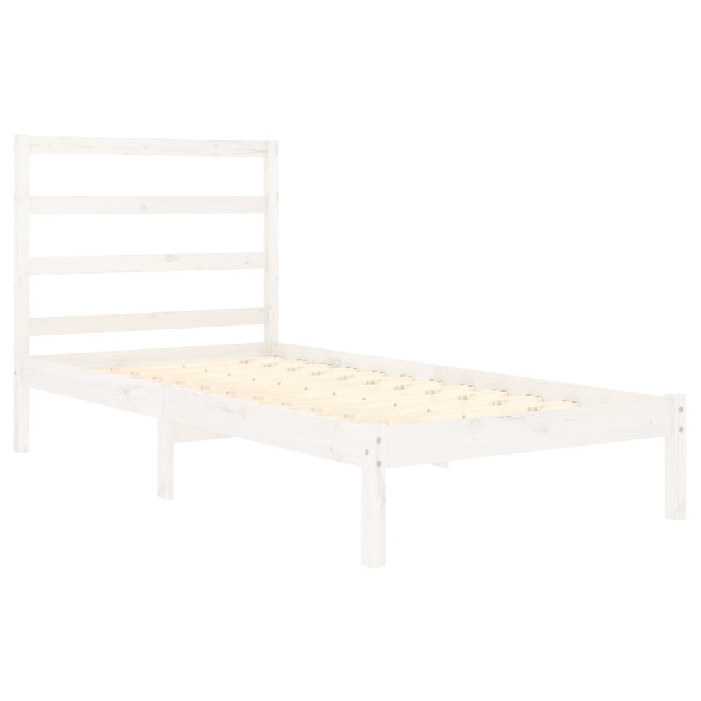 Cadre de lit sans matelas blanc 75x190 cm bois massif