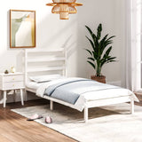 Cadre de lit sans matelas blanc 75x190 cm bois massif