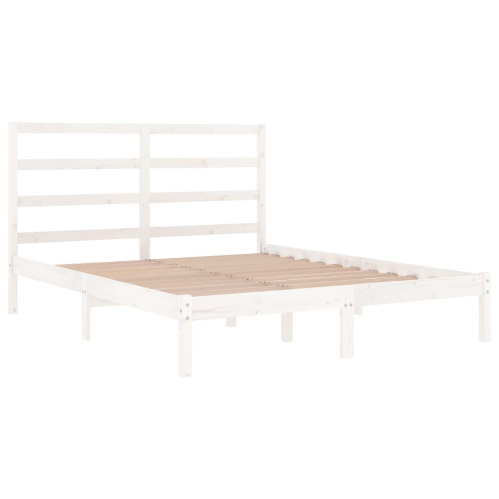 Cadre de lit sans matelas blanc 140x190 cm bois de pin massif