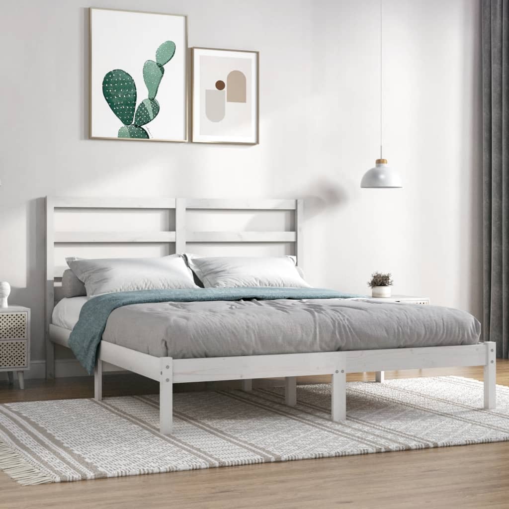 Cadre de lit sans matelas blanc 140x190 cm bois de pin massif