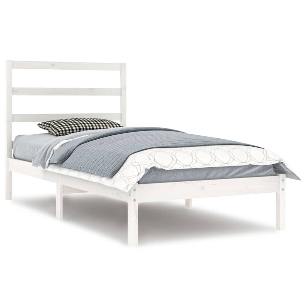 Cadre de lit sans matelas blanc 90x200 cm bois de pin massif