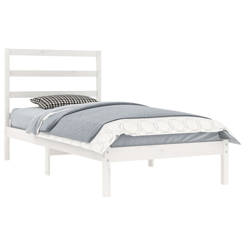 Cadre de lit sans matelas blanc 90x200 cm bois de pin massif