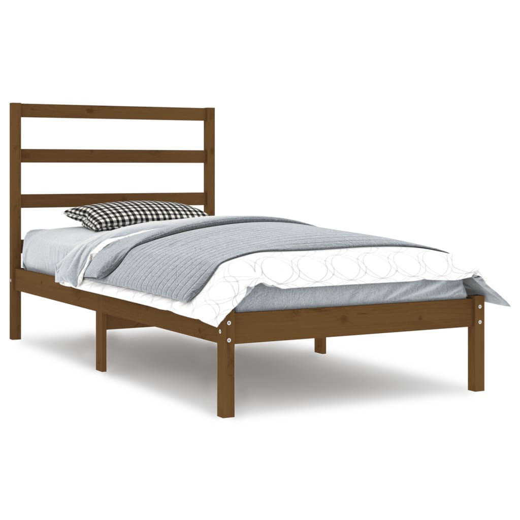 Cadre de lit sans matelas marron miel 100x200cm bois pin massif