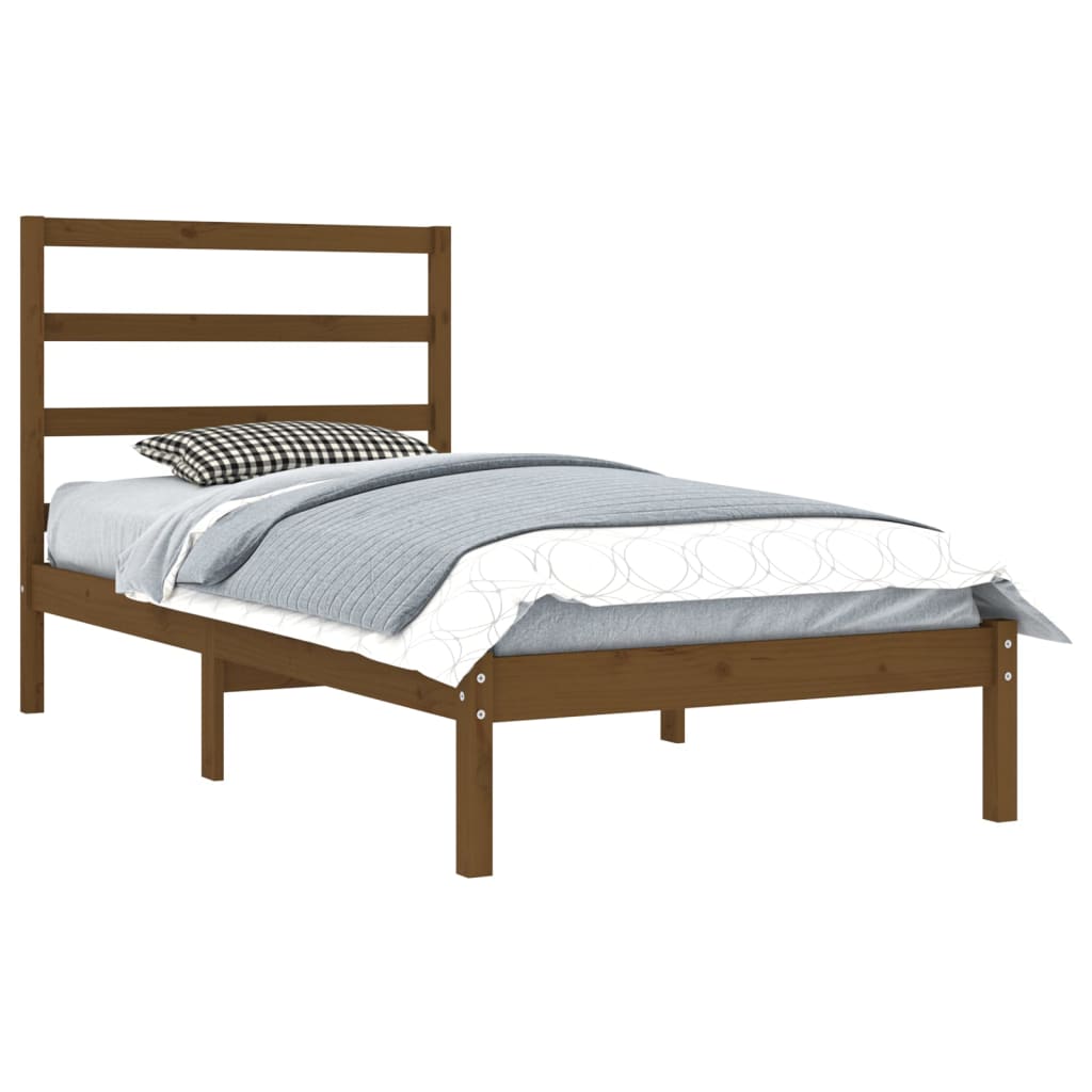 Cadre de lit sans matelas marron miel 100x200cm bois pin massif