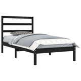 Cadre de lit sans matelas noir 100x200 cm bois massif de pin