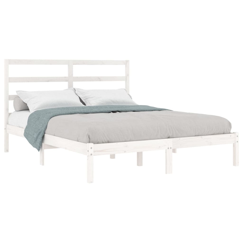 Cadre de lit sans matelas blanc 140x200 cm bois de pin massif