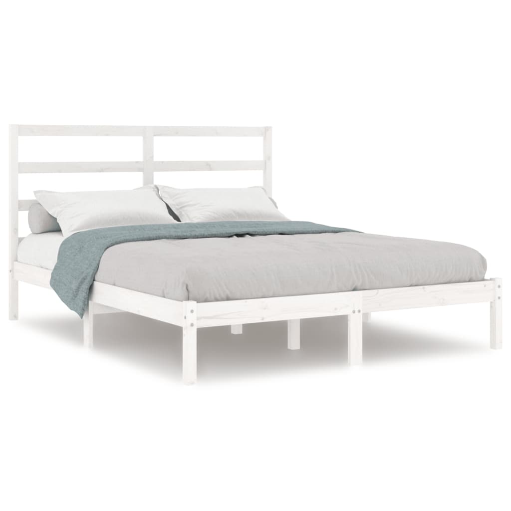 Cadre de lit sans matelas blanc 160x200 cm bois de pin massif