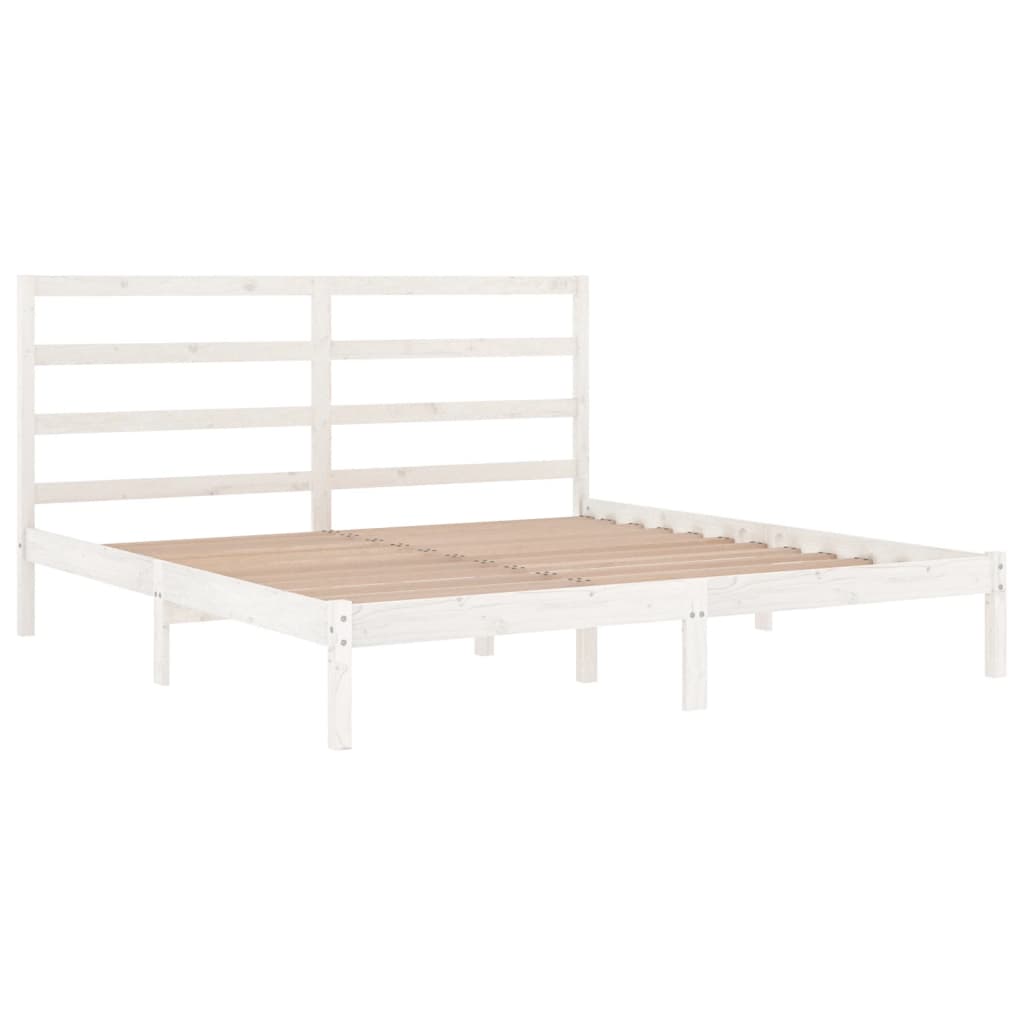 Cadre de lit sans matelas blanc 180x200 cm bois massif