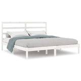 Cadre de lit sans matelas blanc 200x200 cm bois massif de pin