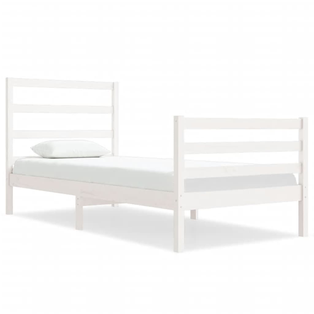 Cadre de lit sans matelas blanc 75x190 cm bois de pin massif