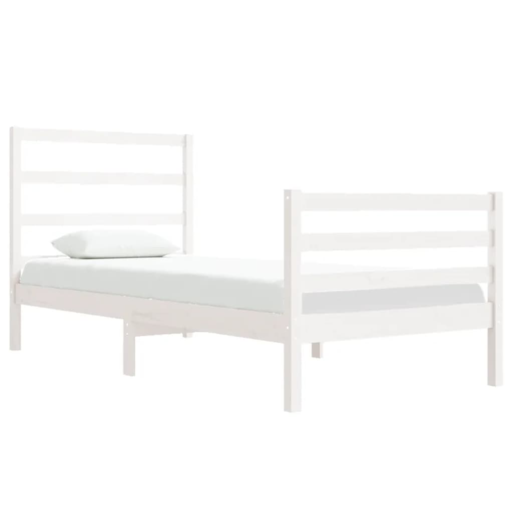 Cadre de lit sans matelas blanc 75x190 cm bois de pin massif