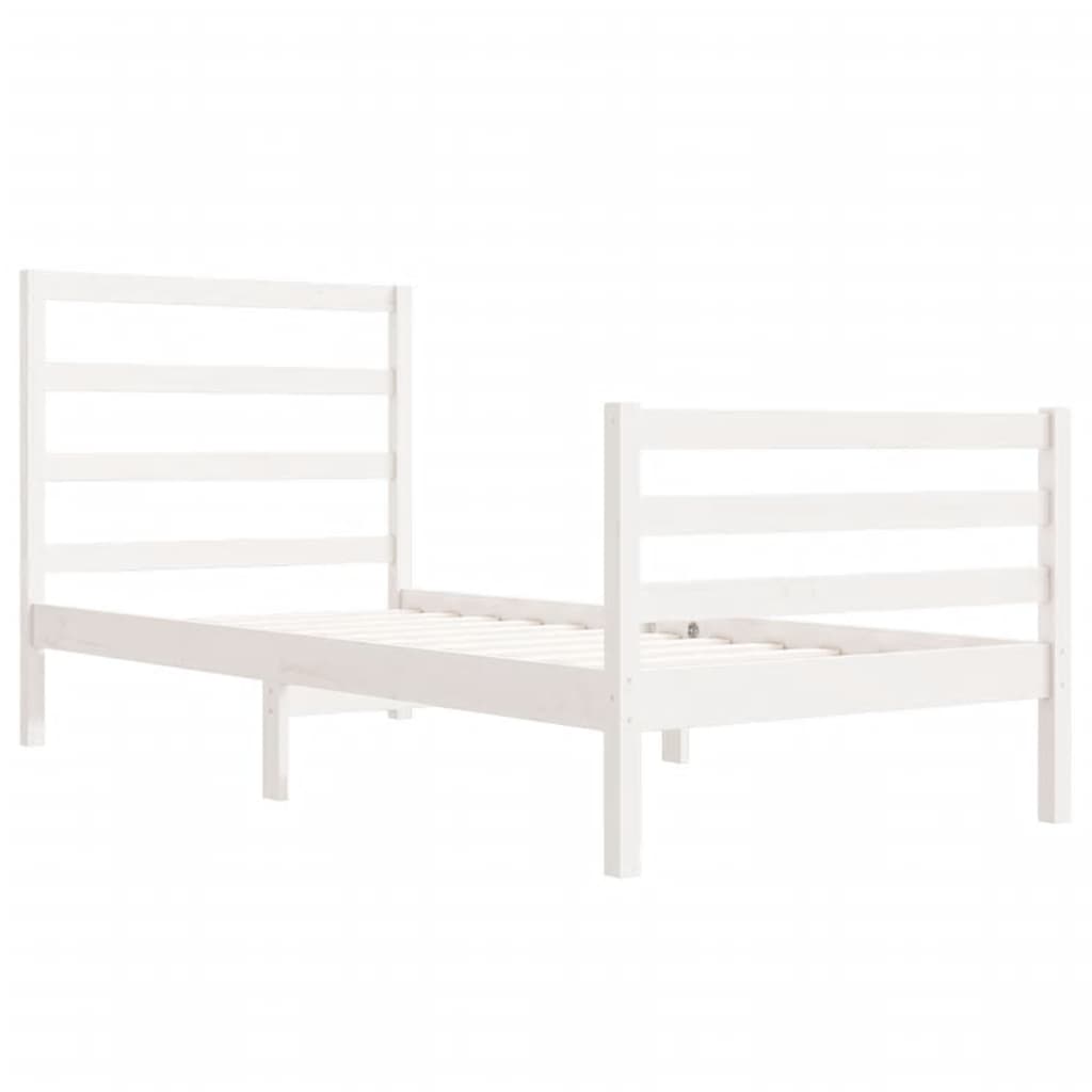 Cadre de lit sans matelas blanc 75x190 cm bois de pin massif