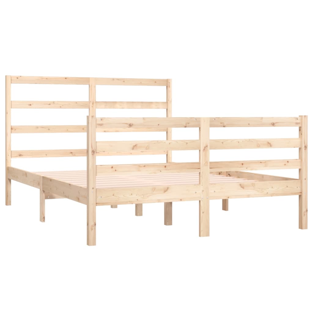 Cadre de lit sans matelas bois de pin massif 140x190 cm