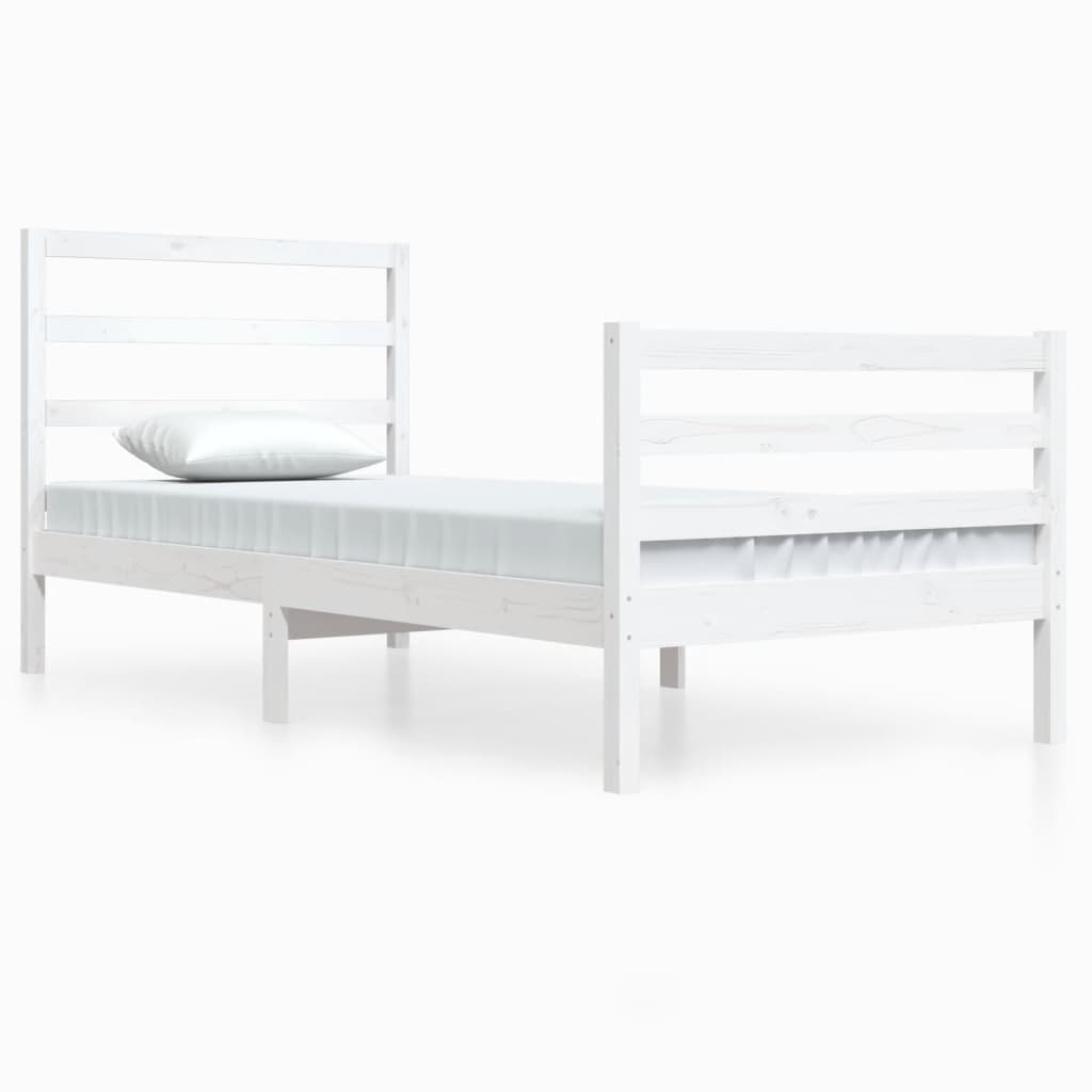 Cadre de lit sans matelas blanc bois de pin massif 90x200 cm