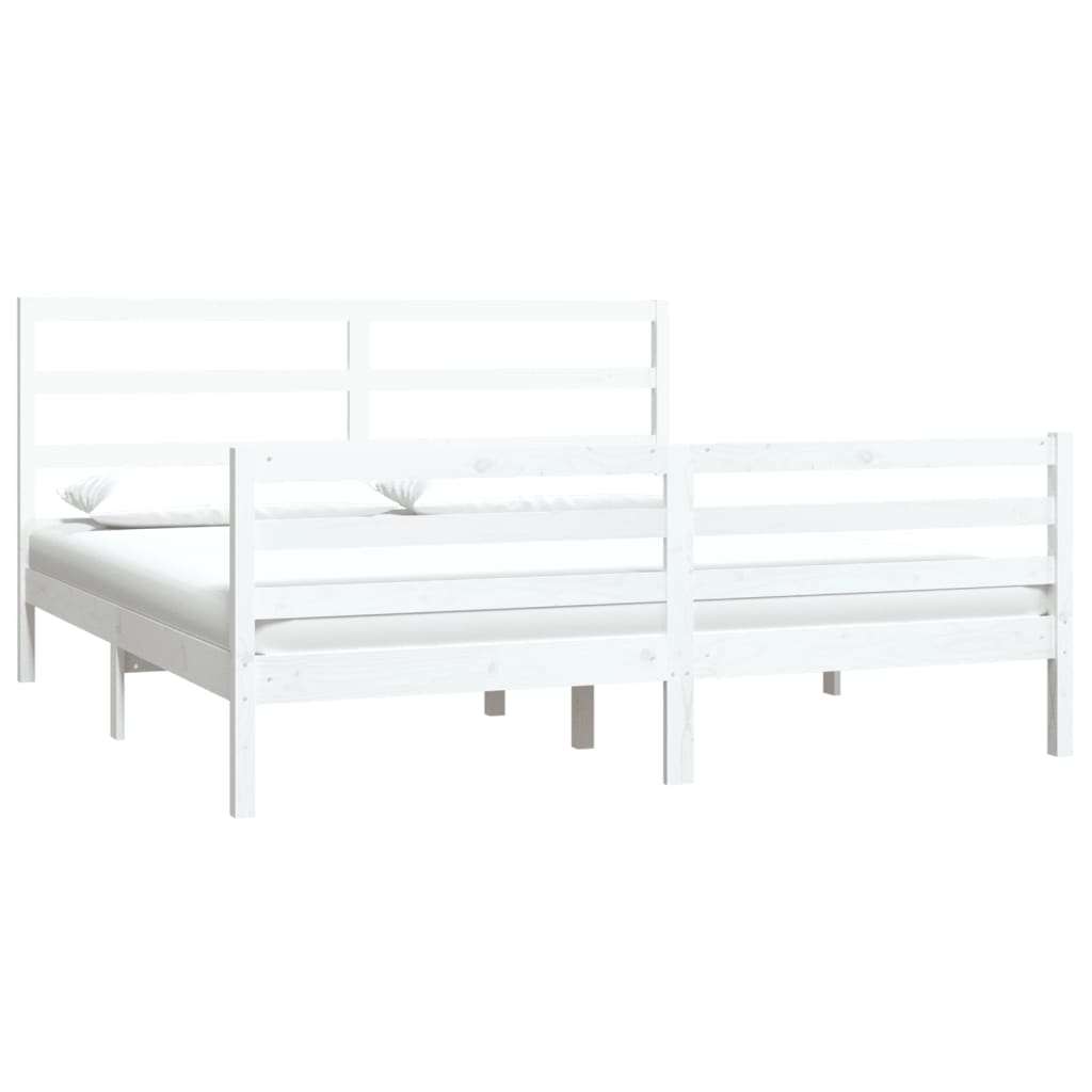 Cadre de lit sans matelas blanc bois massif de pin 180x200 cm