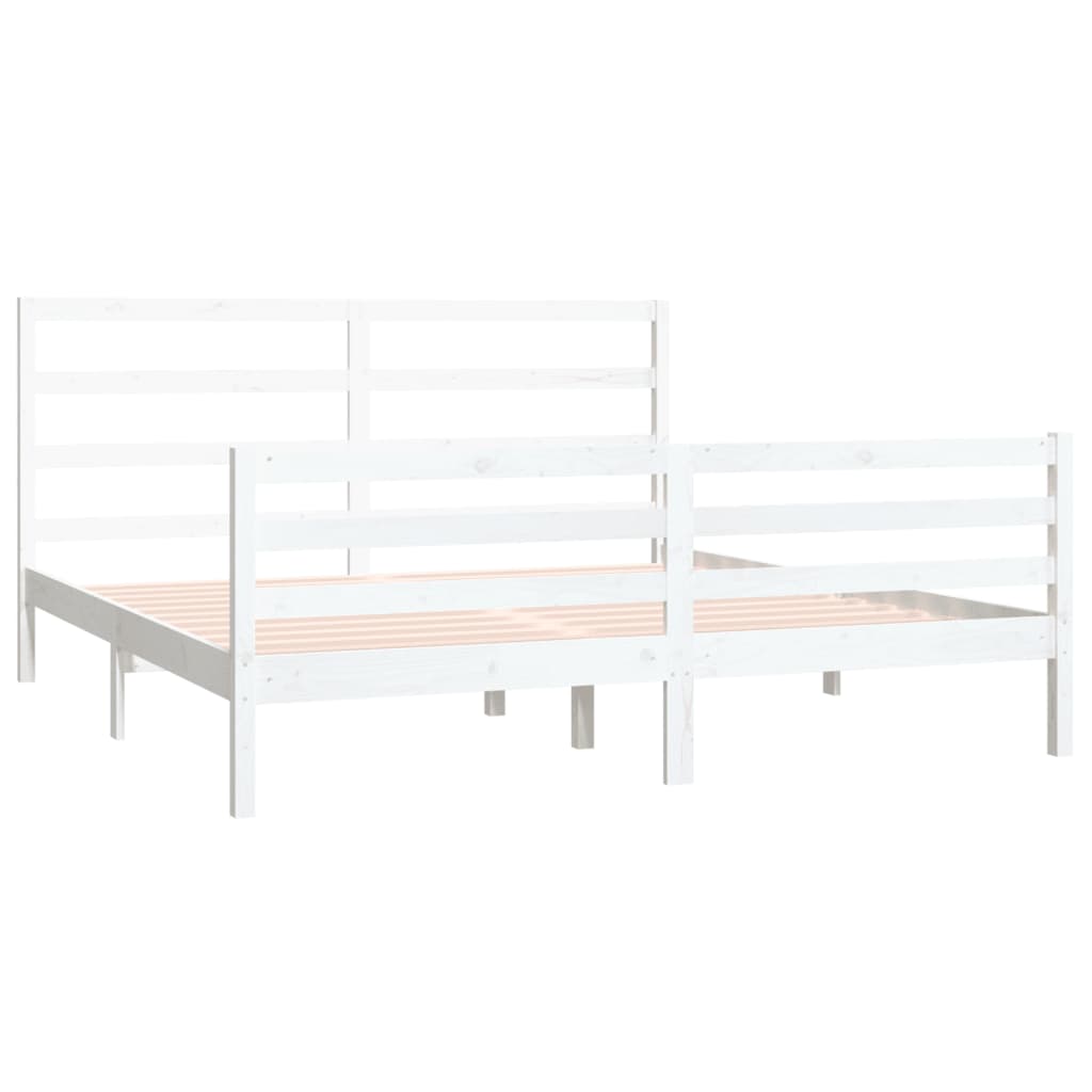 Cadre de lit sans matelas blanc bois massif de pin 180x200 cm