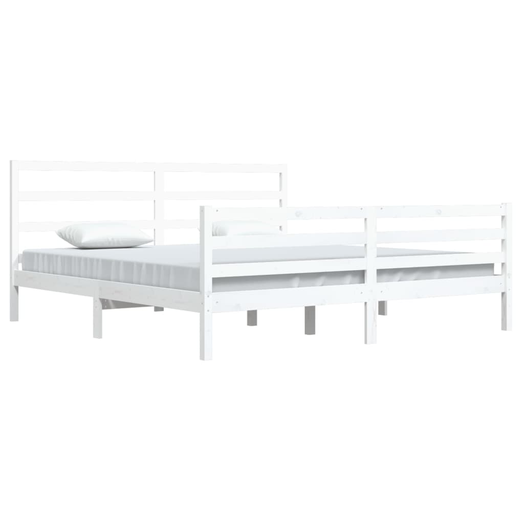 Cadre de lit sans matelas blanc bois massif de pin 200x200 cm