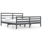 Cadre de lit sans matelas bois massif de pin gris 200x200 cm